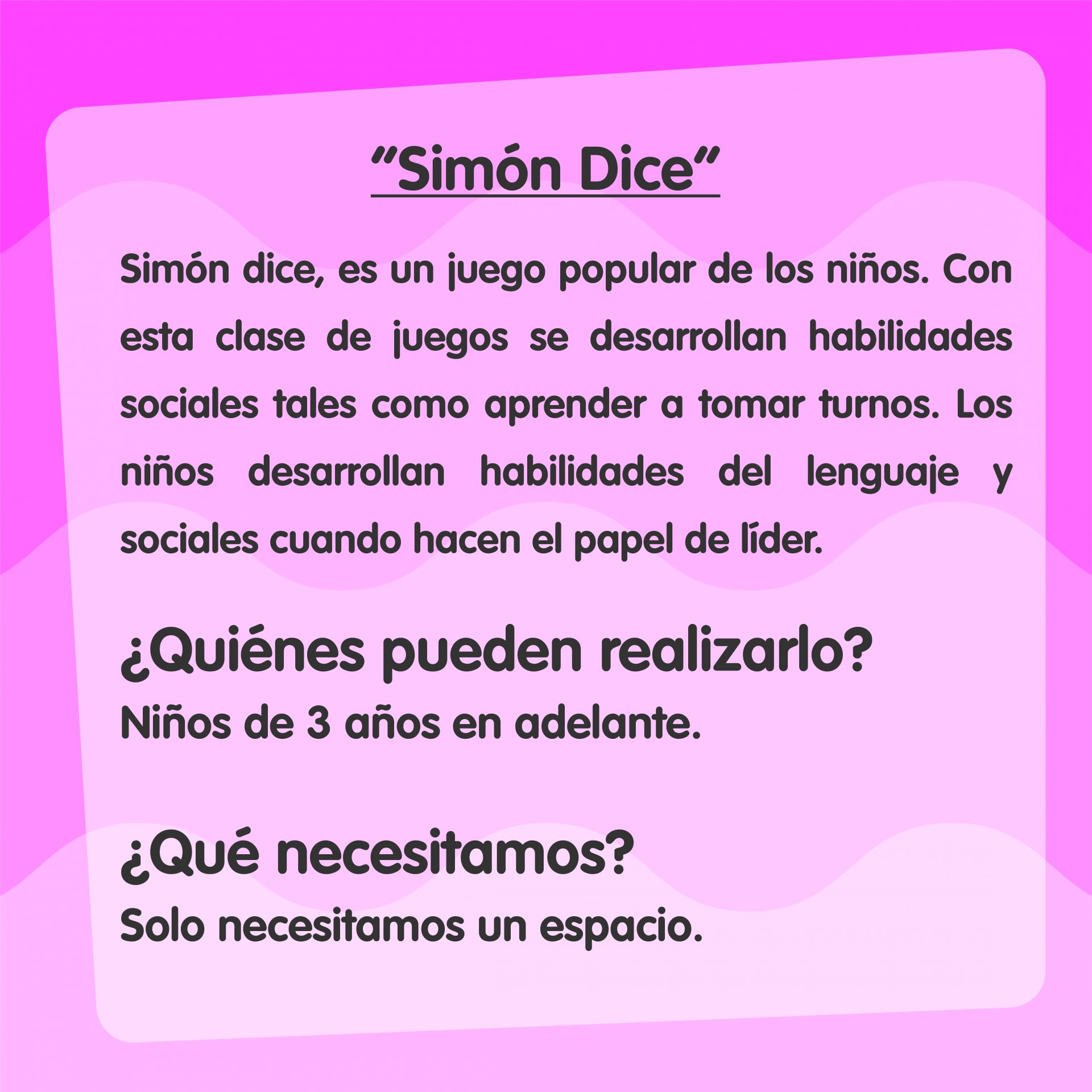 "Simón dice" Juego en familia para que niños y niñas realicen